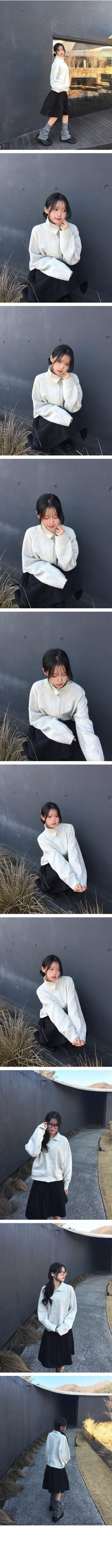 Wool blend high-neck cardigan