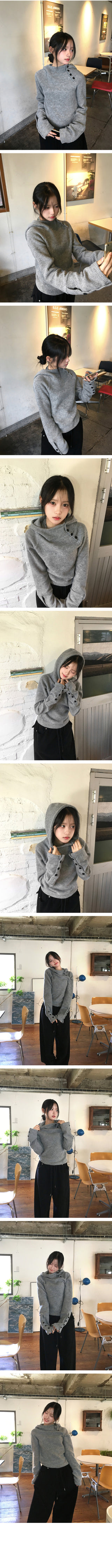 Hooded long-sleeve knit