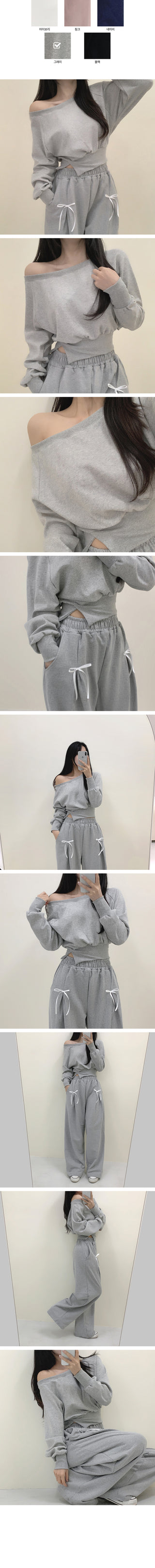 Off-shoulder slit sweatshirt T-shirt