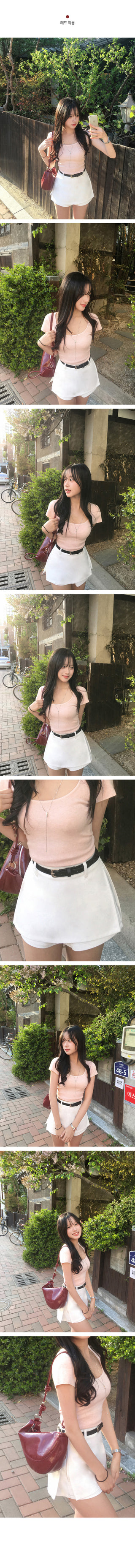 [4 colors] Leather Square Shoulder Bag