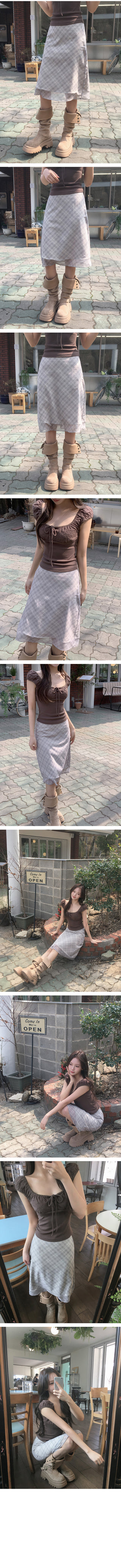 Checked flared midi skirt