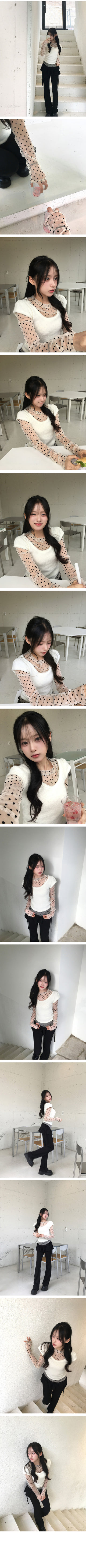 Polka Dot Sheer Long Sleeve Blouse