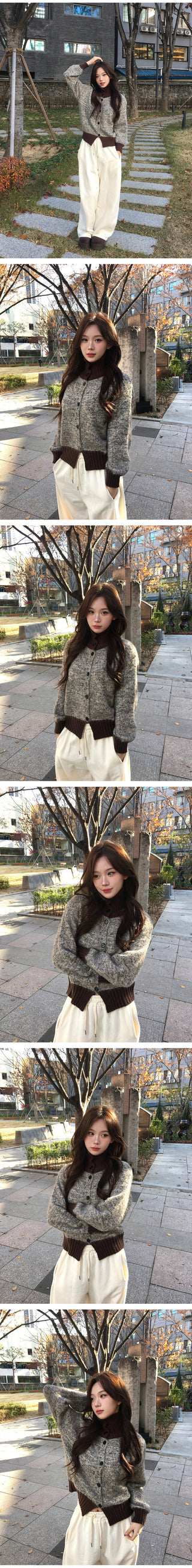 Color-block knit cardigan