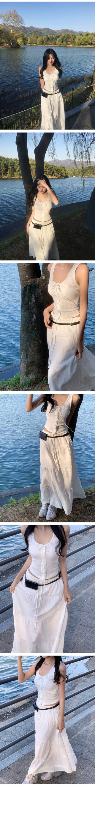 [2 colors] Lace Ribbon Sleeveless