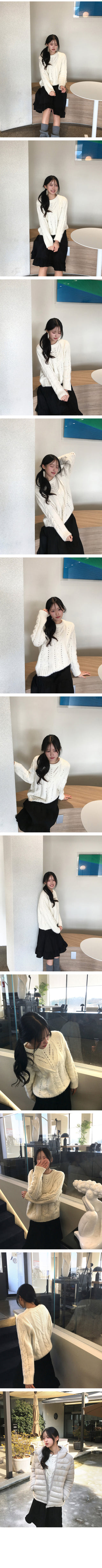 Wool blend perforated cable knit