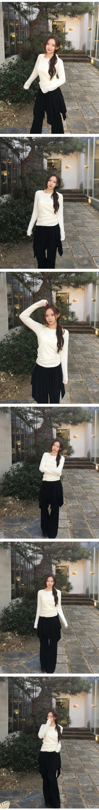 (set) Layered halter neck knit set