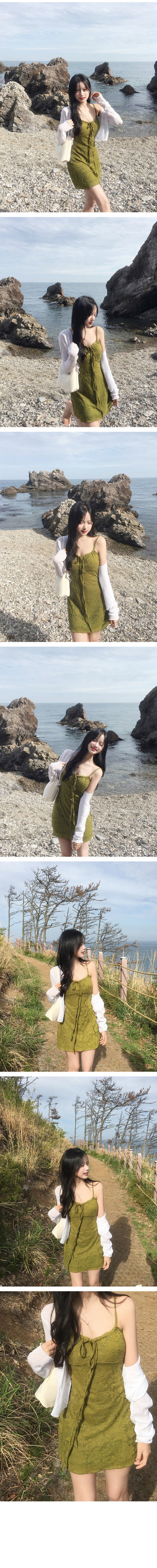 [2 colors] Flower embroidered mini dress