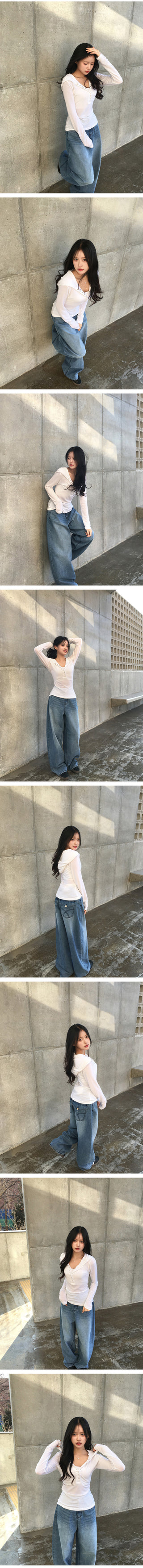 (S-3XL) Back pocket stitch balloon wide pants