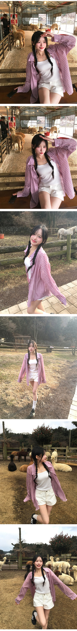 Checked long-sleeved shirt