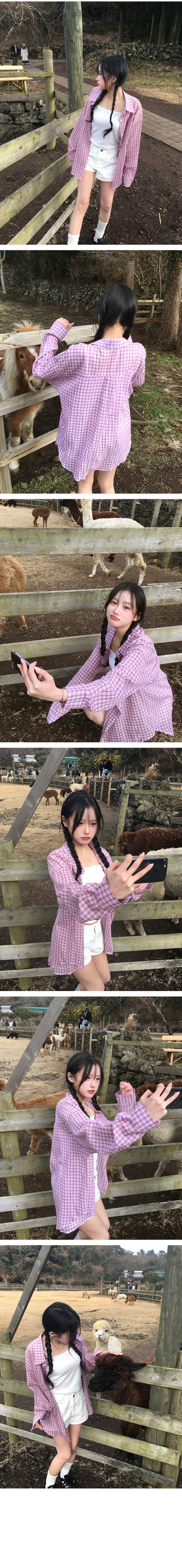 Checked long-sleeved shirt