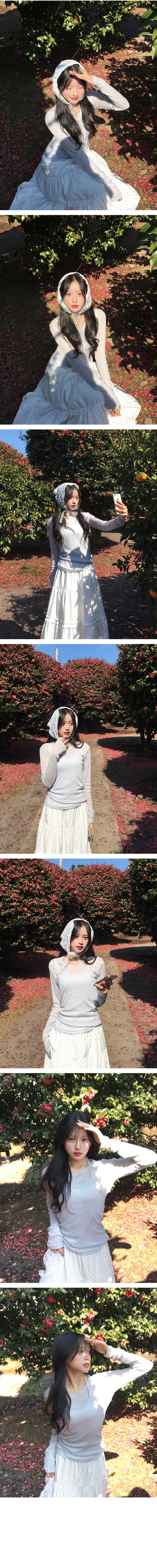 Polka Dot Frill Flare Long Skirt