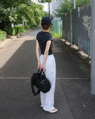 Striped Easy Pants with Waist String