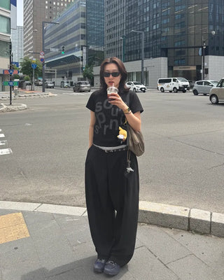 Striped wide slacks