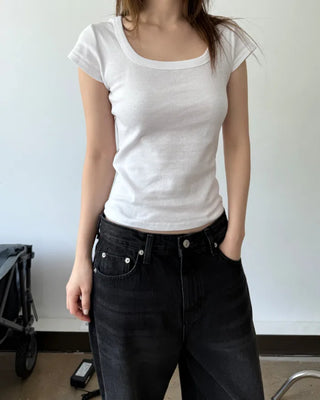 square neck silm T