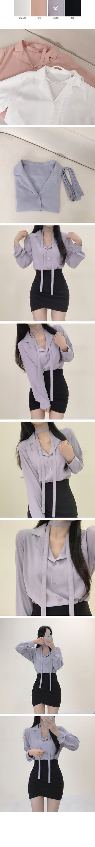 Choker string shirt blouse