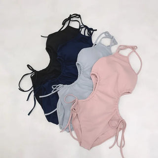 [With built-in cups] Halter neck monokini
