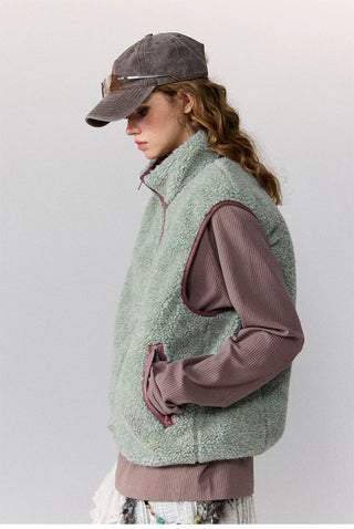 [Monterest] Reversible Fleece Stand Collar Vest