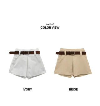 (set) (2 colors) Slit Mini Skirt Pants