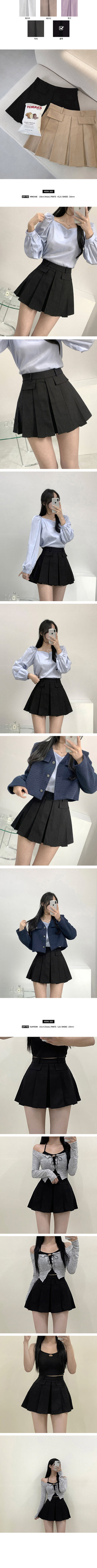 [With pettipants] A-line pleated mini skirt