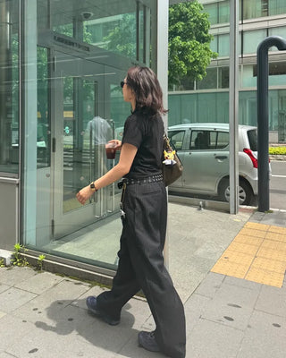 Striped wide slacks