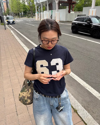 Checked numbering T-shirt