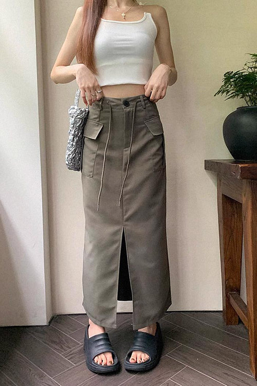 Front slit Maxi skirt