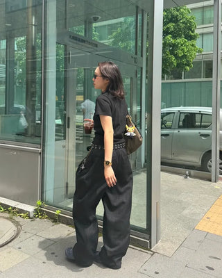 Striped wide slacks