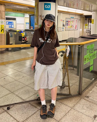Checked cargo shorts