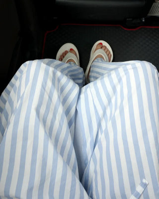 Striped Easy Pants with Waist String