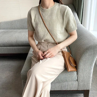 cream half sleeve knit