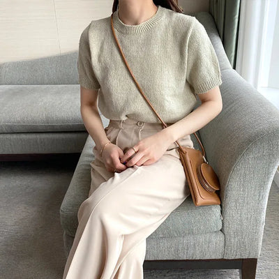 cream half sleeve knit