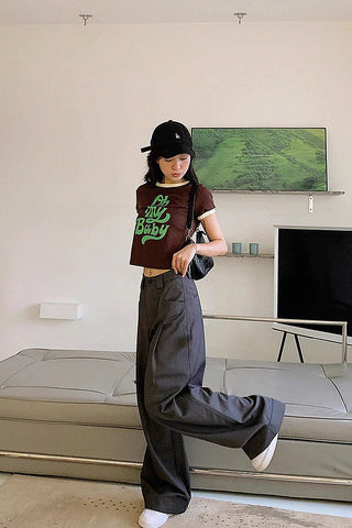 high waist loose casual suit pants