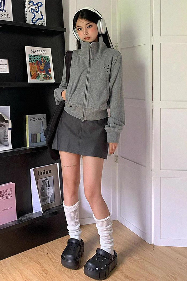 retro double zipper jacket