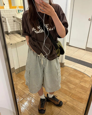 Checked cargo shorts