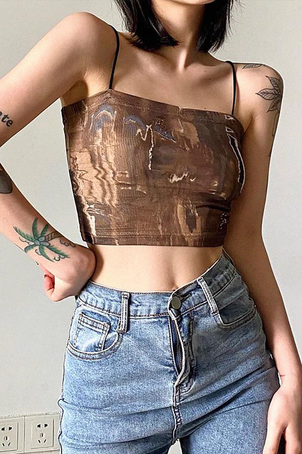 retro oil paint print camisole