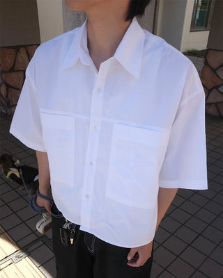 Pocket Loose Fit Crop Shirt