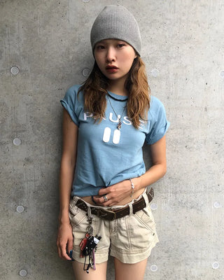 PAUSE Patch Semi-Cropped Half T-Shirt