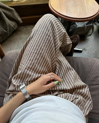 Striped linen ripple easy pants