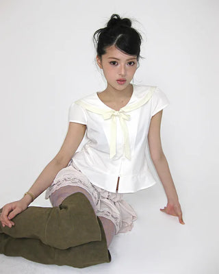 (ORIGINAL) Sailor Collar Ribbon Blouse