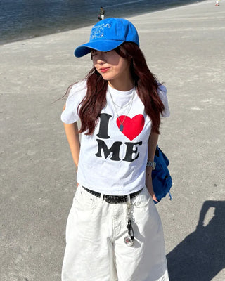I Love Me Semi-Cropped Half T-Shirt