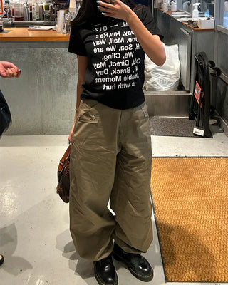 Long lettering half T-shirt