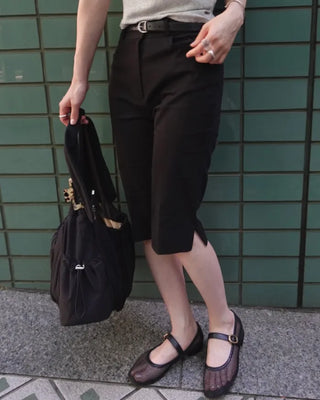 Slit hem slacks capri pants