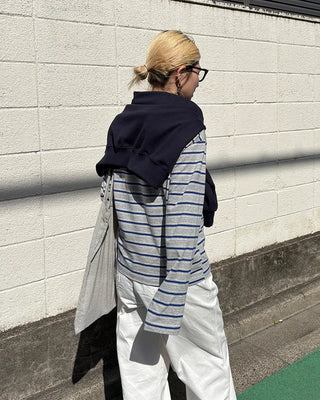 Double-border long-sleeve T-shirt