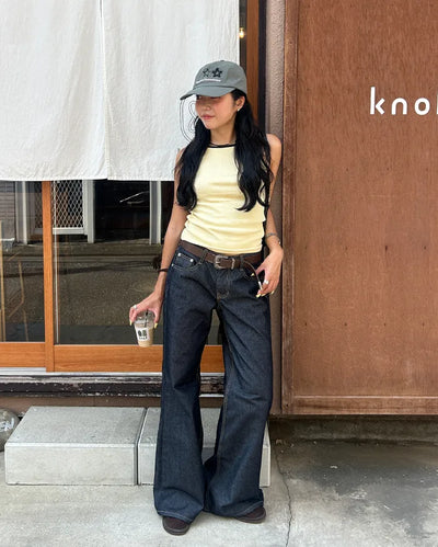 Wide Flare Rigid Denim Pants