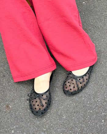 Polka Dot See-Through Flat Pumps