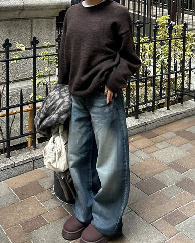 (Unisex) Drop Shoulder Simple High Gauge Sweater