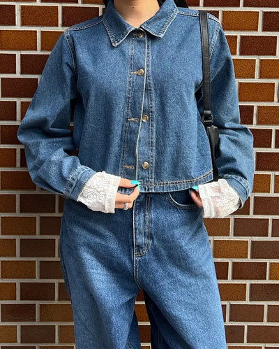 Cropped denim shirt jacket