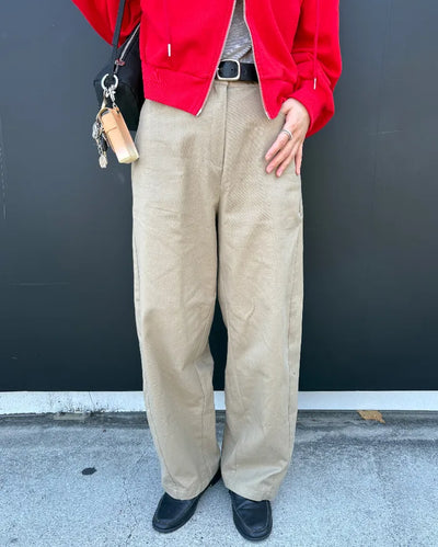 Cotton panel wide slacks