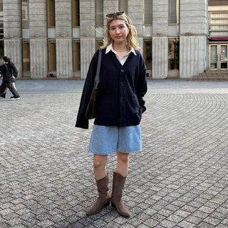 Suede pointed-toe half boots