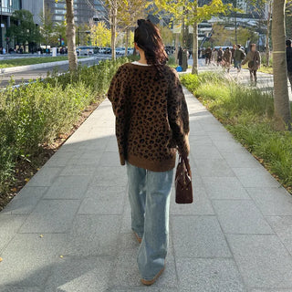 Leopard print oversized cardigan